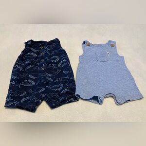 Carter's Navy Whale and Light Blue Romper Set